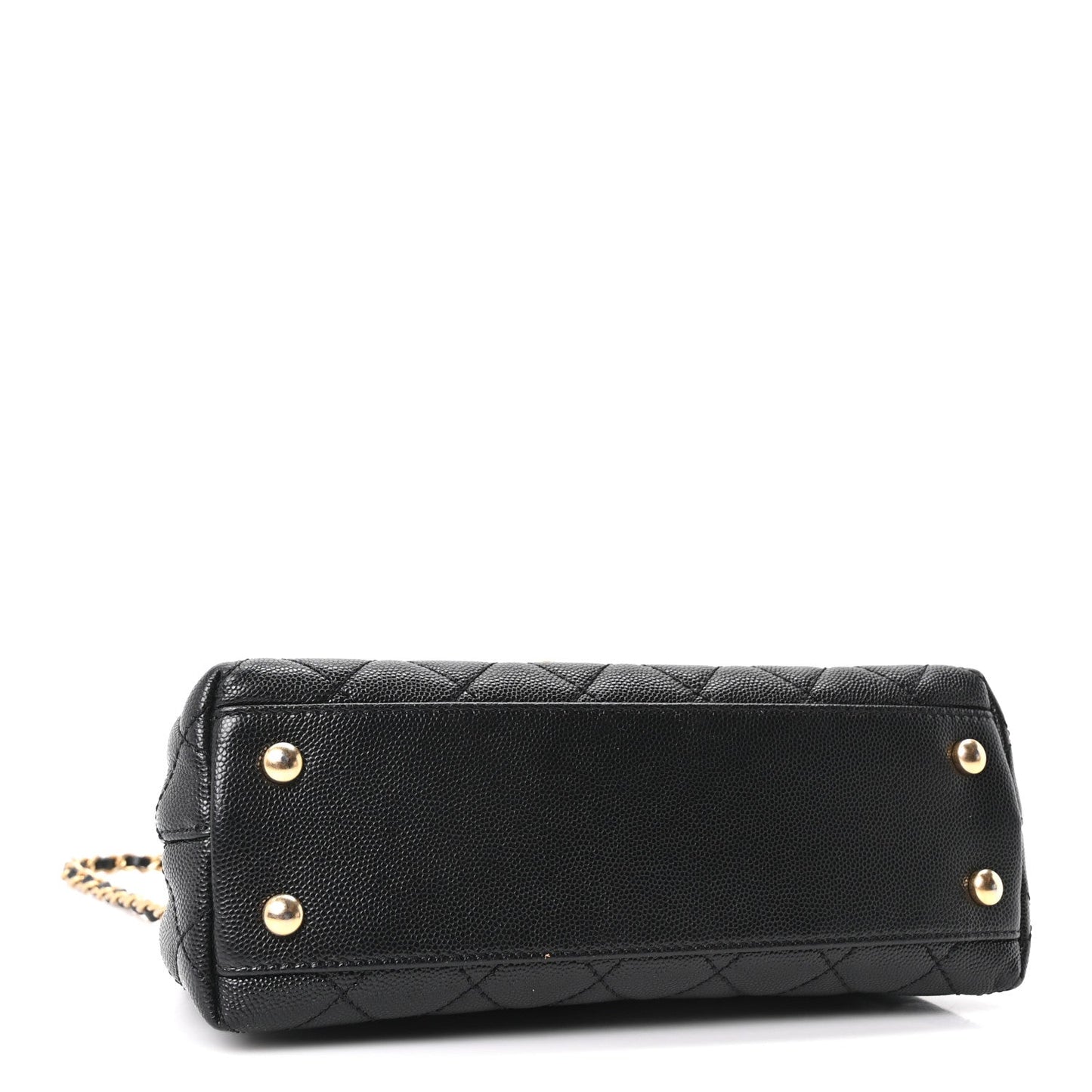 Caviar Quilted Mini Coco Chain Handle Flap Black