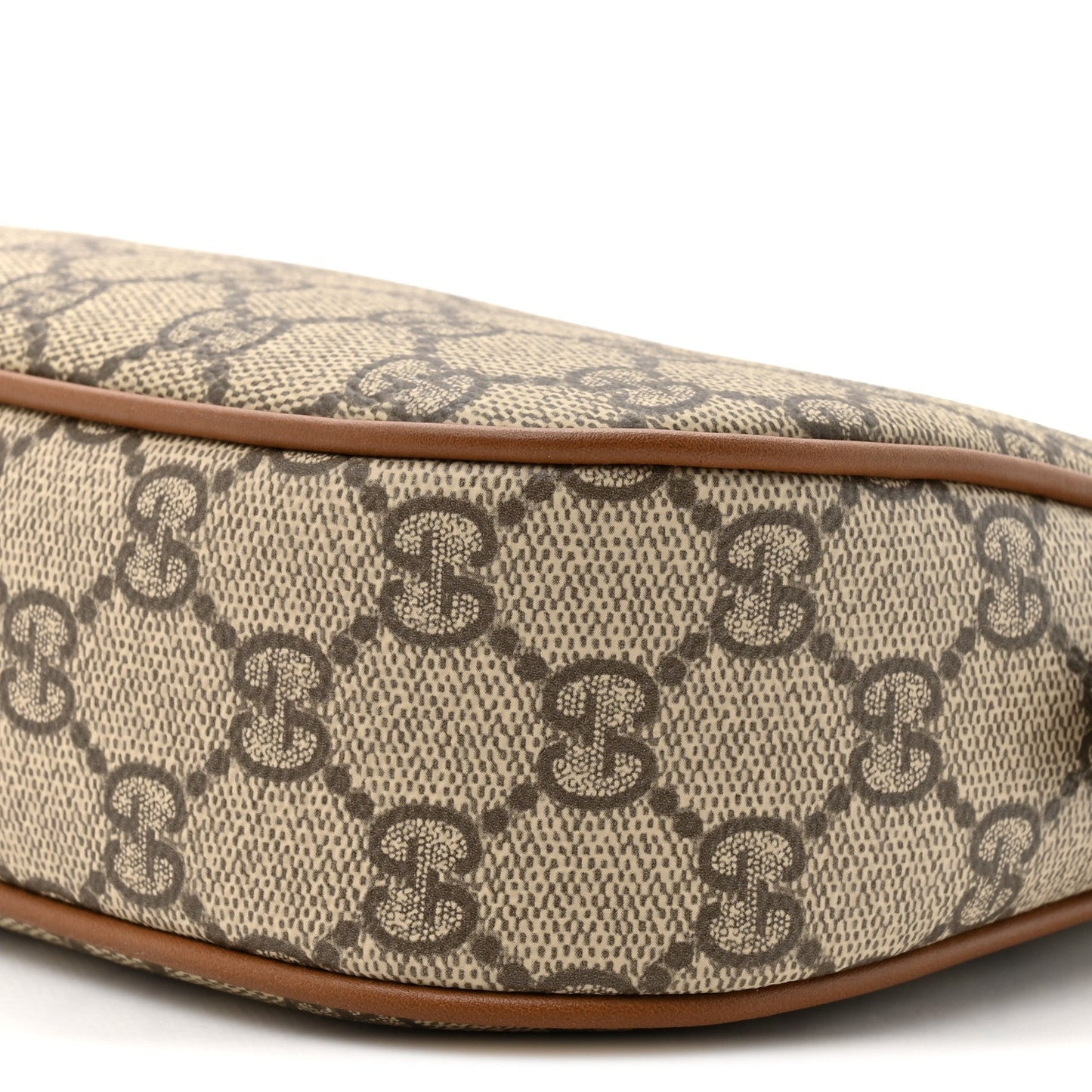 GG Supreme Monogram Textured Calfskin Small Emblem Shoulder Bag Beige Dark Brown