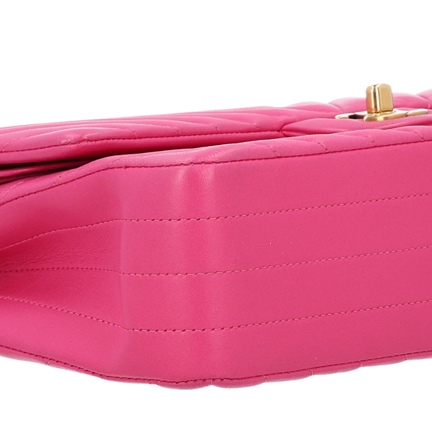 Lambskin Chevron Quilted Medium Double Flap Dark Pink