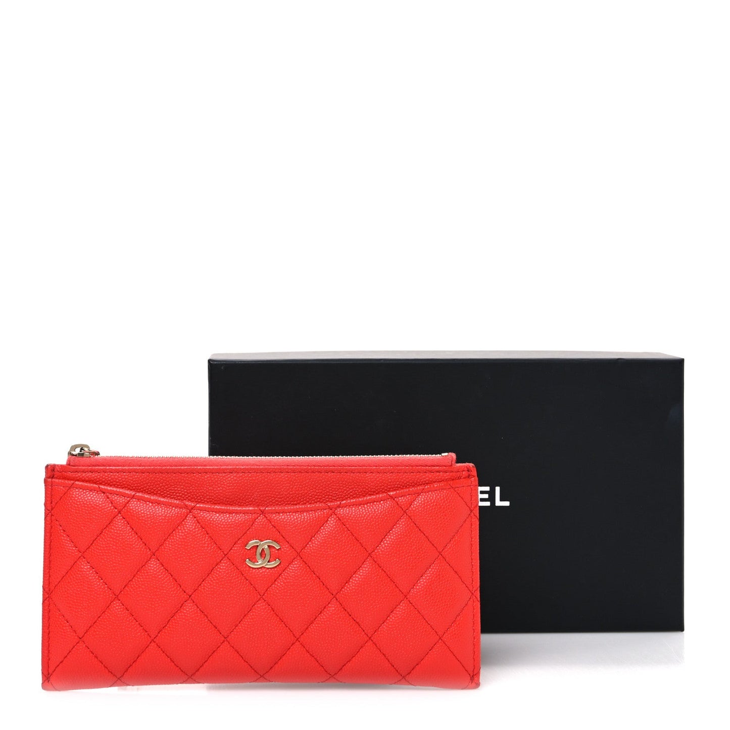 Caviar Quilted Classic Zip Pouch Red