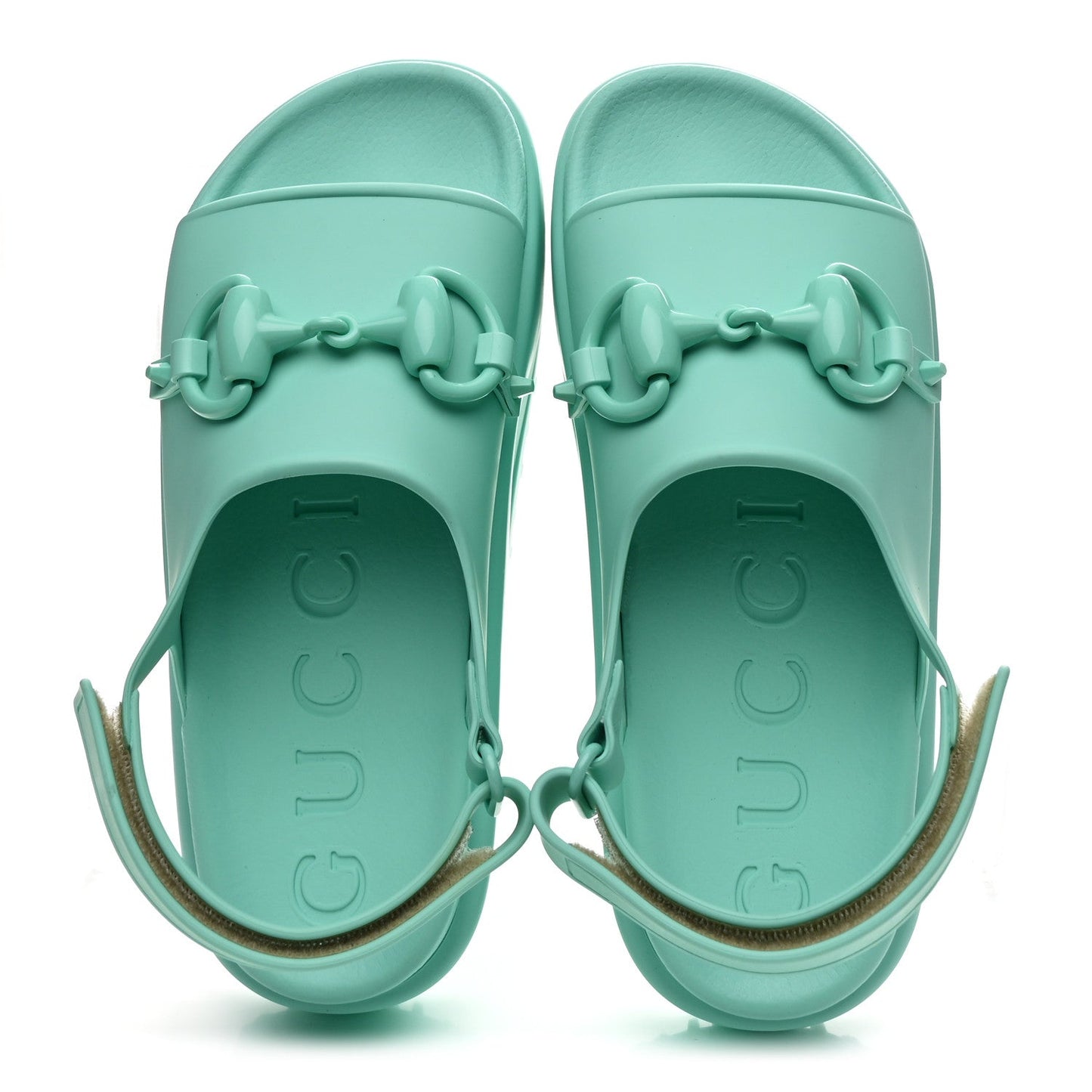 Soft Rubber Horsebit Womens Slingback Sandals 37 Teal Cyan