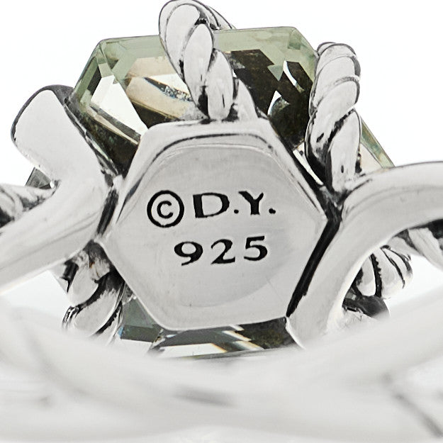 Sterling Silver Diamond Prasiolite 10mm Cable Wrap Ring 54 7