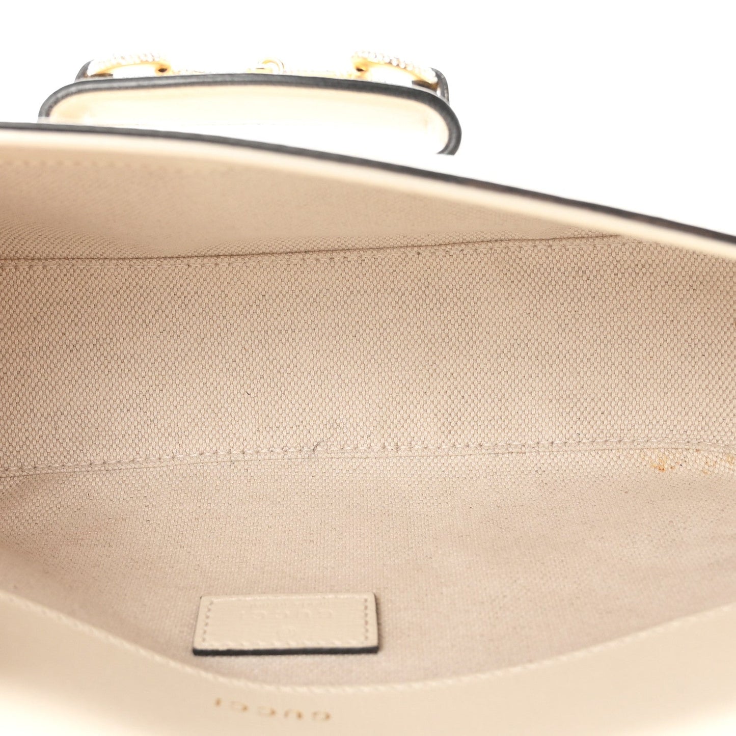 Azalea Calfskin Crystal Small Horsebit 1955 Chain Shoulder Bag White