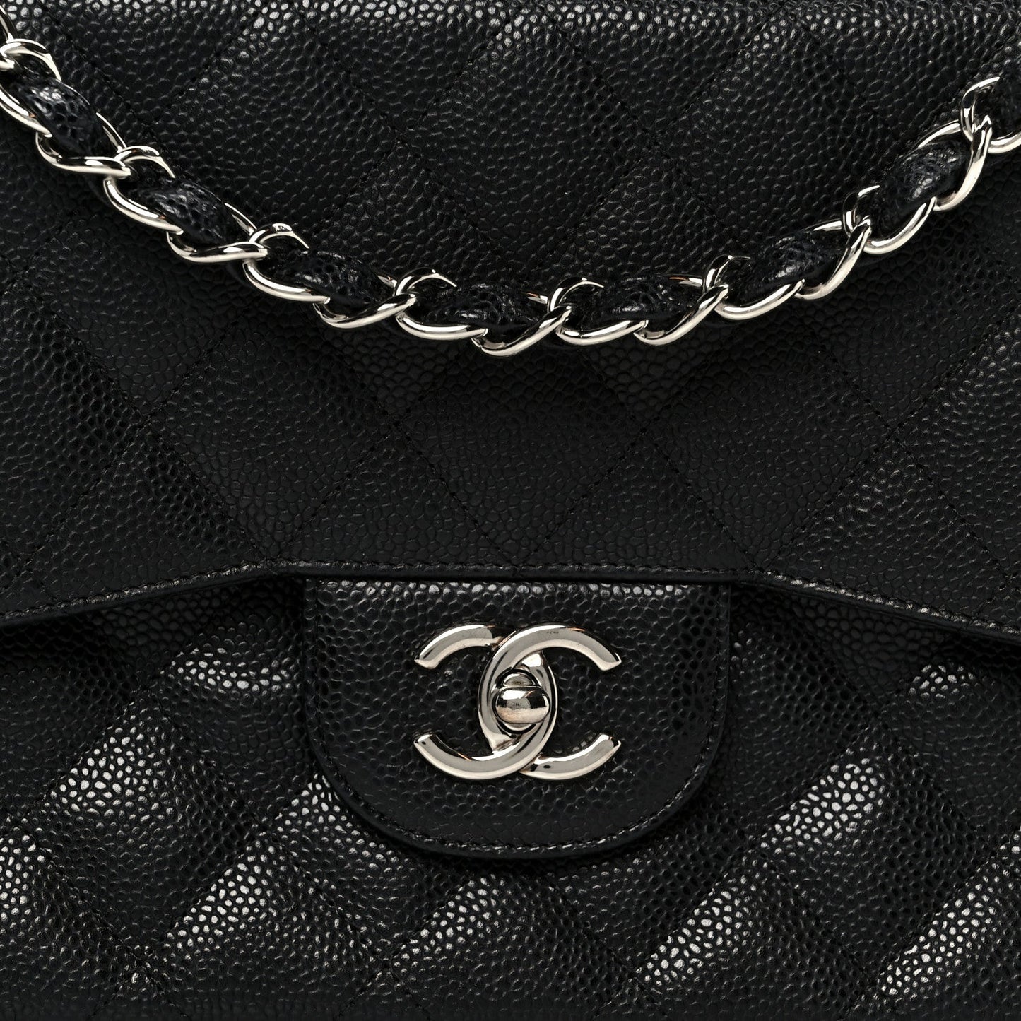 Caviar Quilted Jumbo Double Flap Black