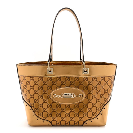 Metallic Guccissima Large Punch Tote Bronze