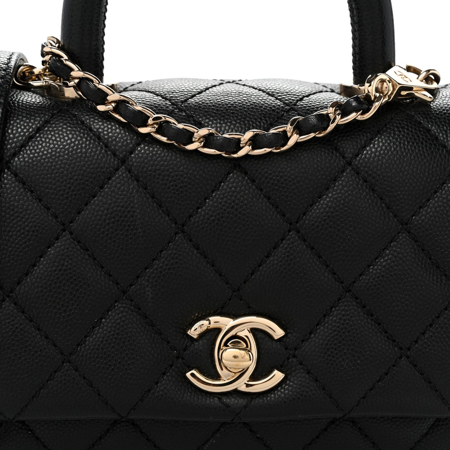 Caviar Quilted Extra Mini Coco Handle Flap Black
