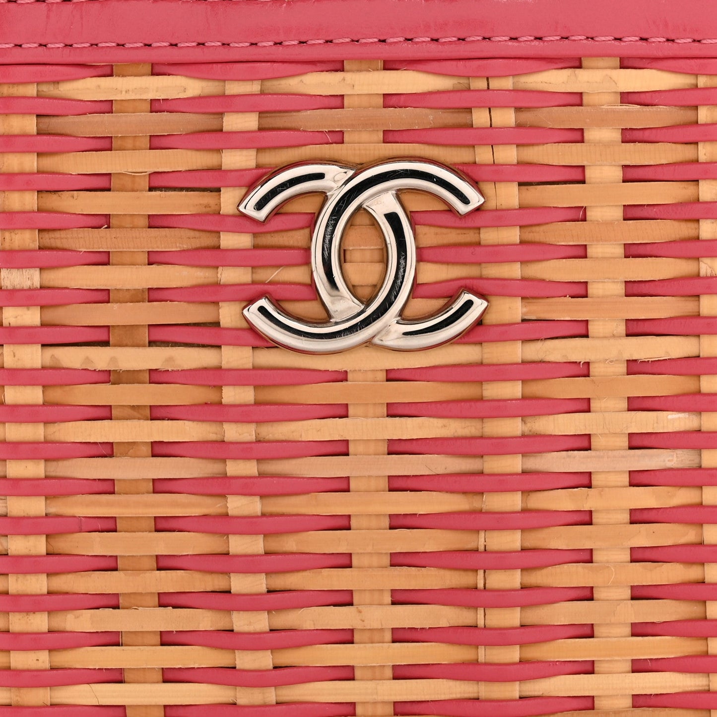 Calfskin Raffia Small Take Away Vanity Case Bag Pink Beige