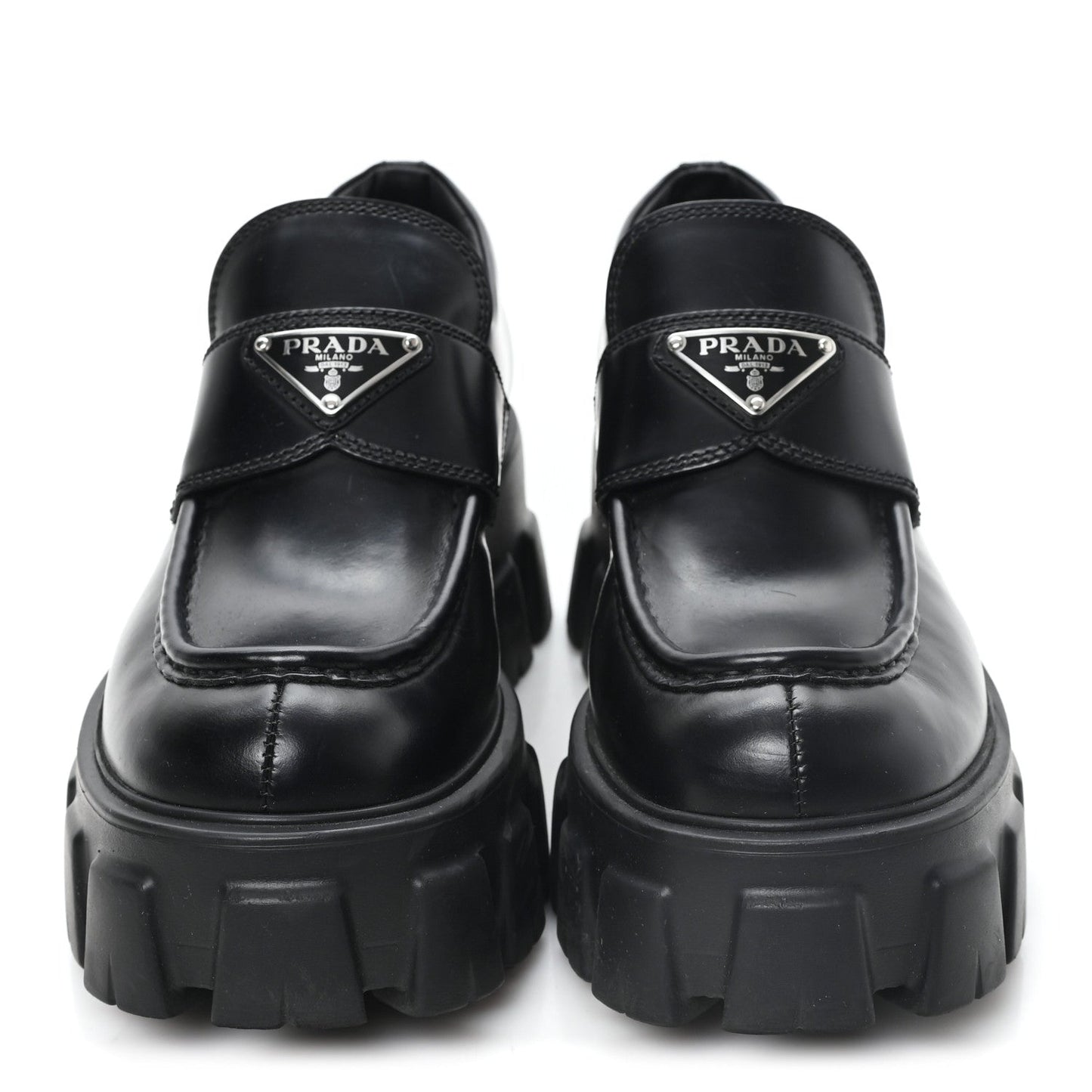 Spazzolato Rois Metal Triangle Logo Monolith 55mm Loafers 36.5 Black