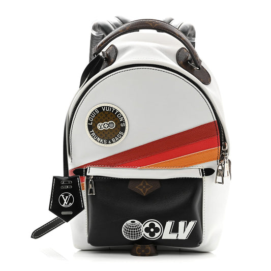 Calfskin Monogram LV Airline Palm Springs Backpack PM White