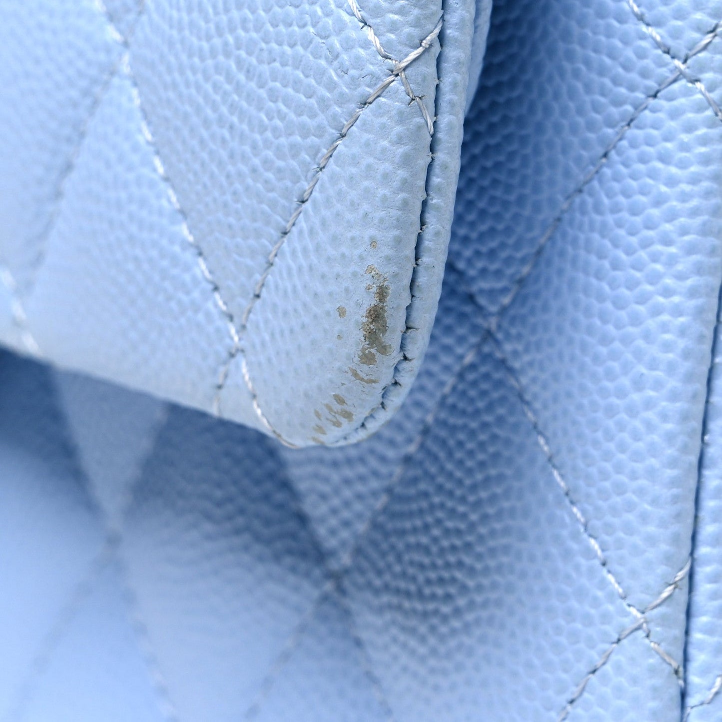 Caviar Quilted Small Double Flap Light Blue