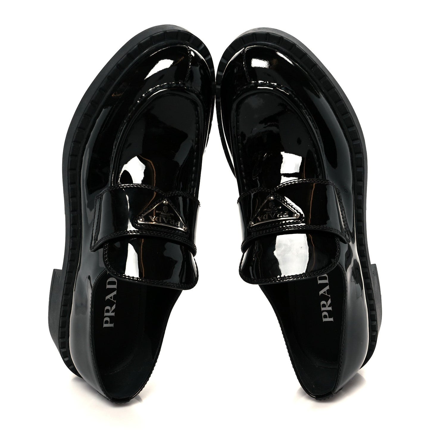 Vernice Metal Triangle Logo 50mm Loafers 39.5 Black