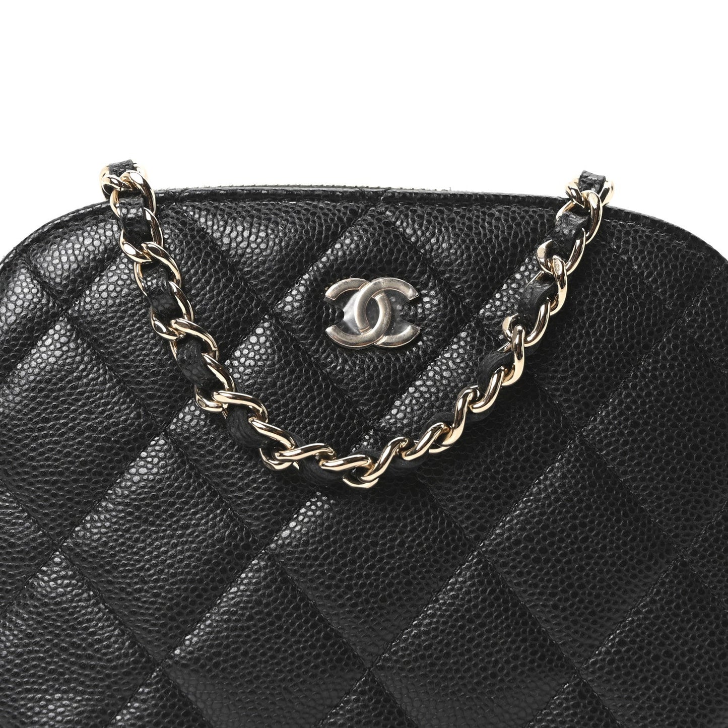 Caviar Quilted Mini Classic Clutch With Chain Black