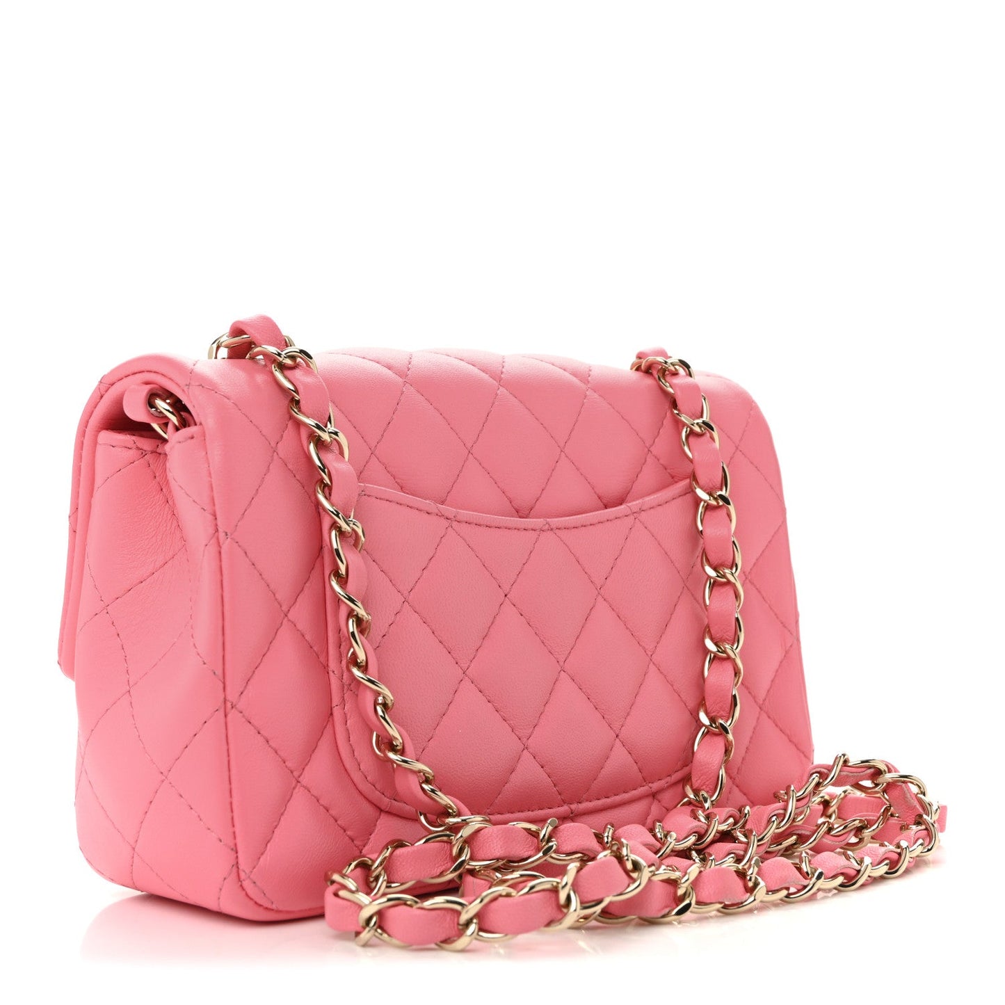 Lambskin Quilted Mini Rectangular Flap Pink