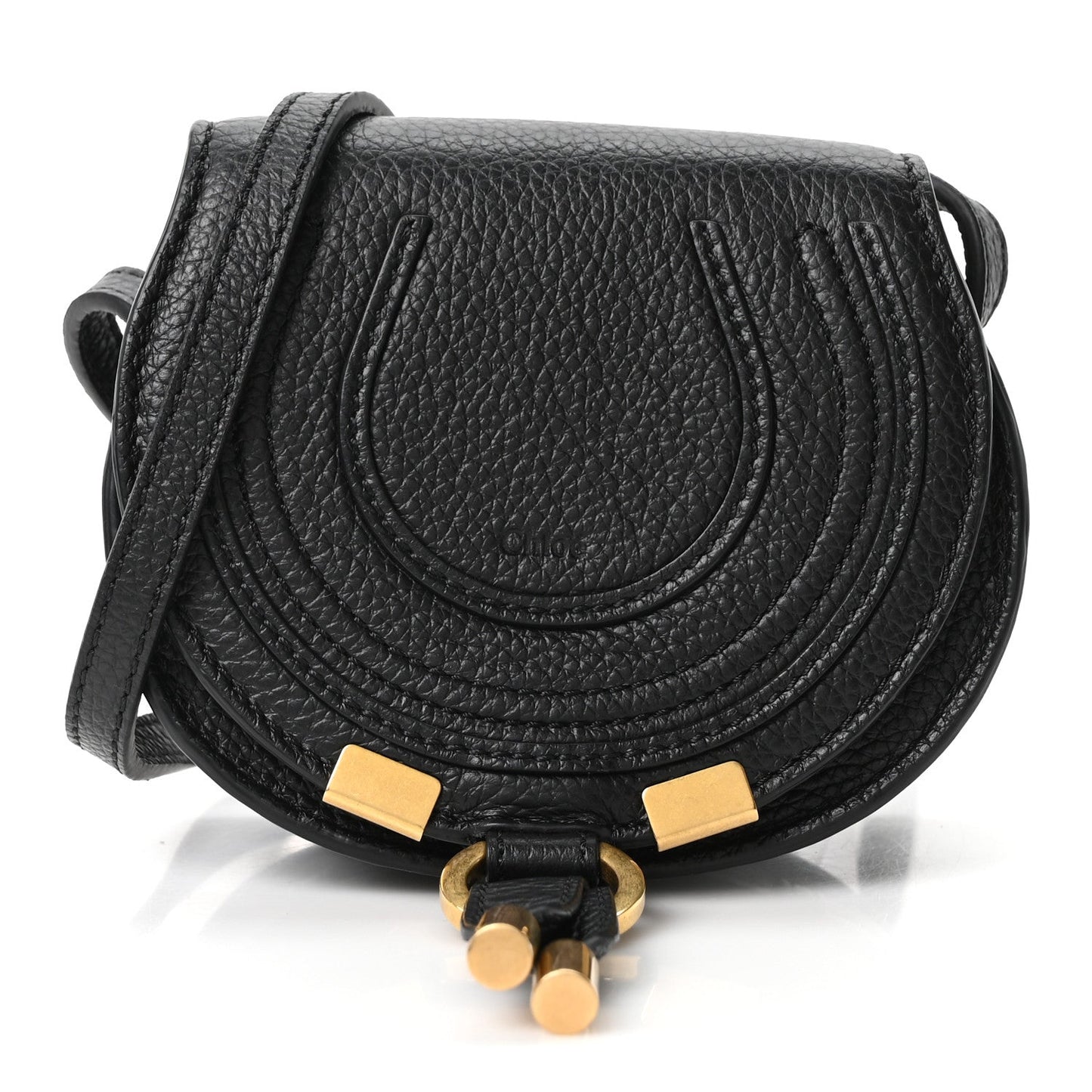 Calfskin Nano Marcie Saddle Bag Black