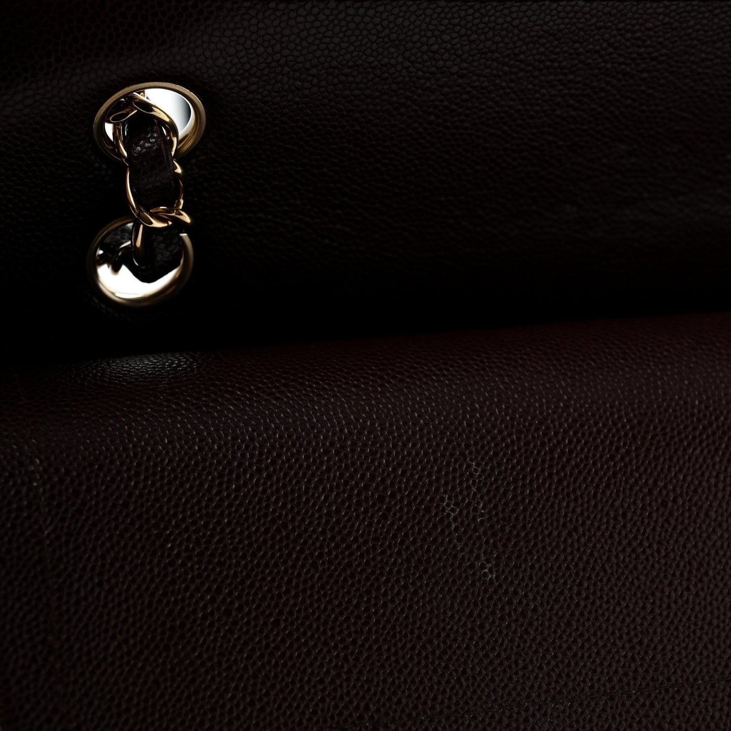 Caviar Quilted Medium Double Flap Dark Brown