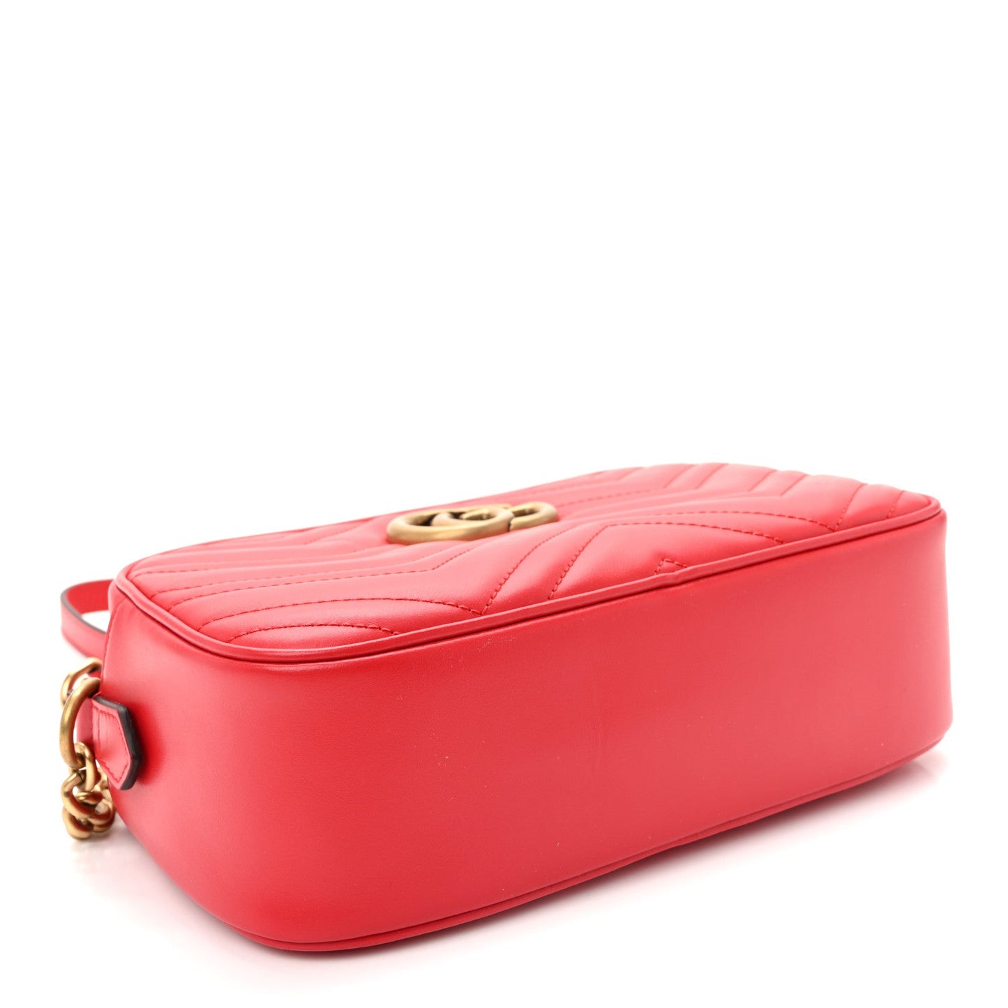 Calfskin Matelasse Small GG Marmont Chain Shoulder Bag Hibiscus Red