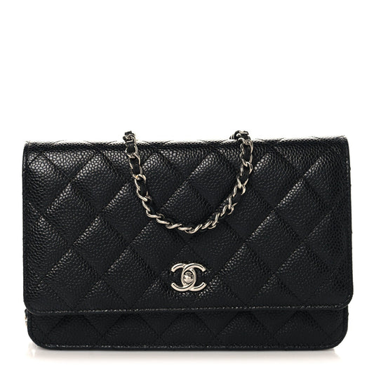 Caviar Quilted CC Turnlock Wallet On Chain WOC Black