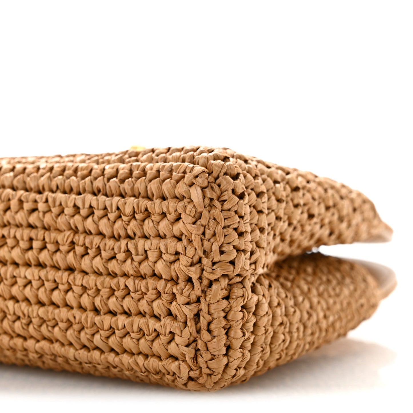Braided Raffia Nano Kelly Flap Bag Dark Beige