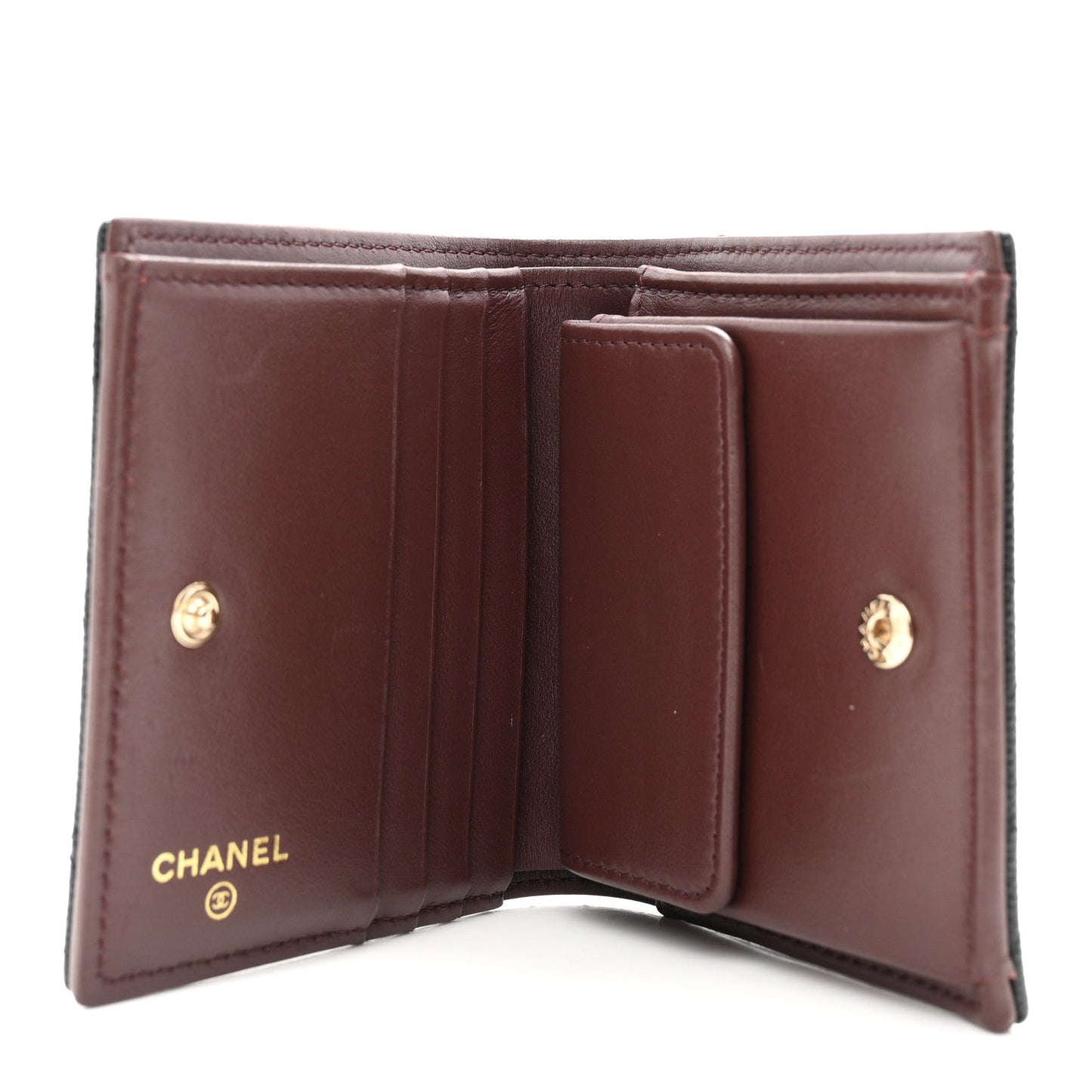 Caviar Quilted Compact Bifold Wallet Black