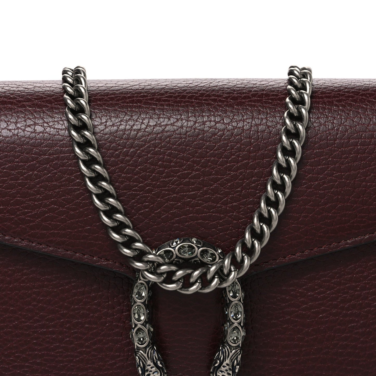 Dollar Calfskin Crystal Mini Dionysus Chain Wallet Vintage Bordeaux