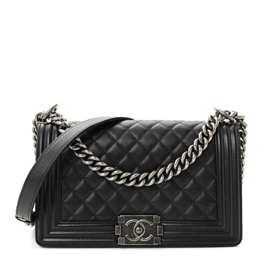 Caviar Quilted Medium Boy Flap Black