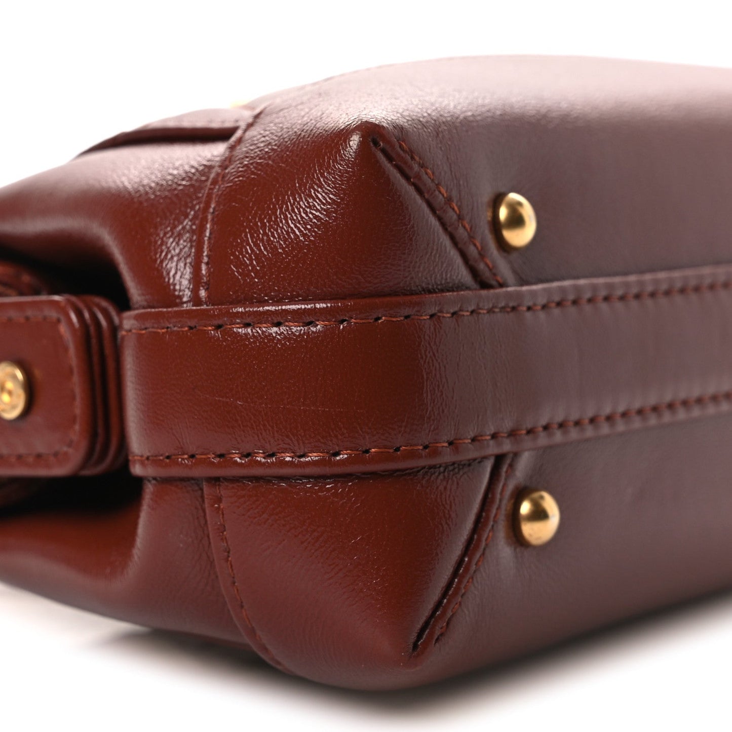 Shiny Lambskin Quilted Mini Cocodoc Top Handle Bag Brown