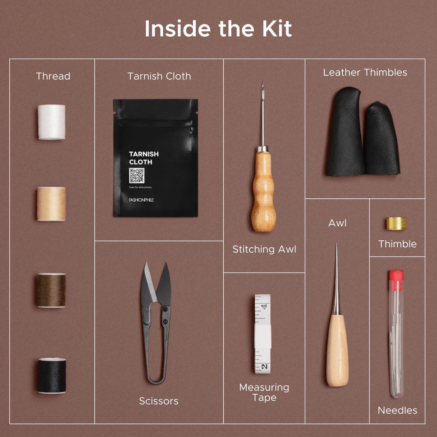 Mending & Repair Kit Black and brown.