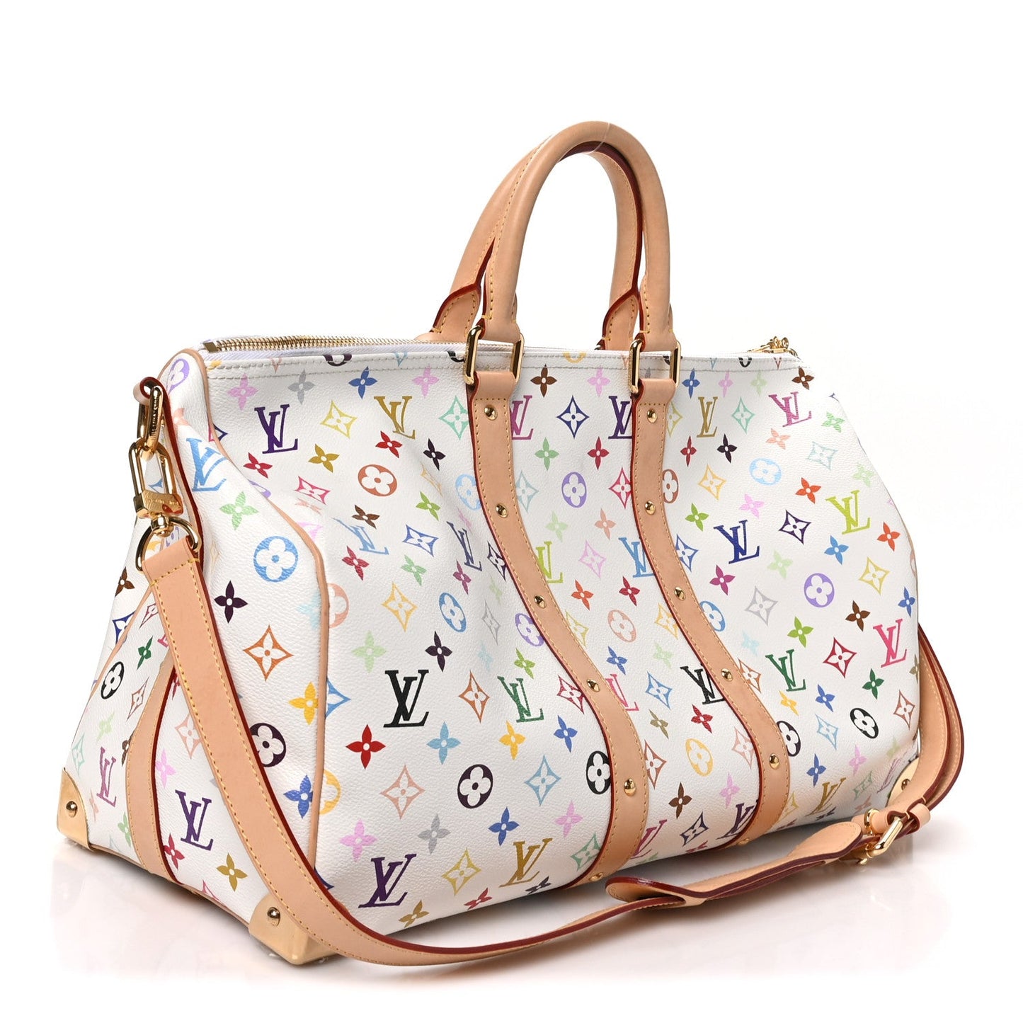 LV X TM Monogram Multicolor Keepall Bandouliere 45 White