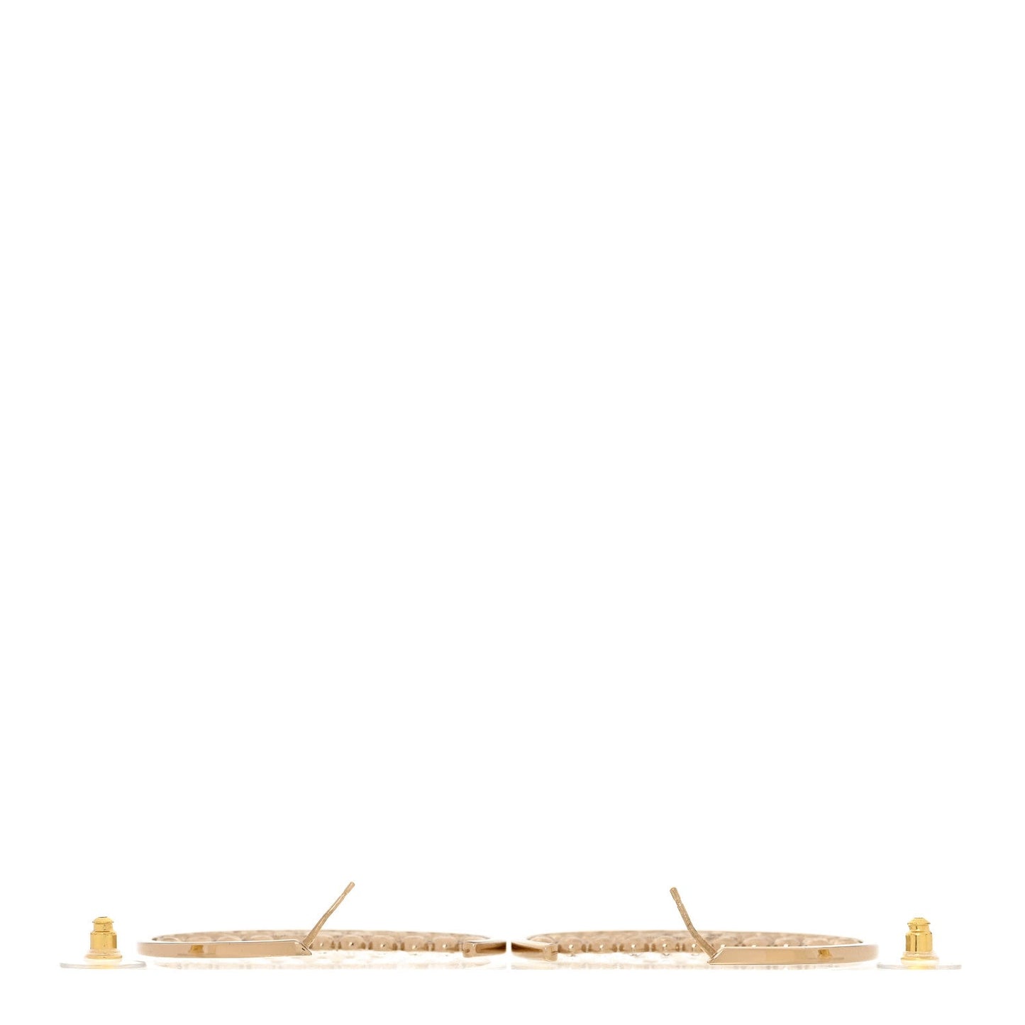 Metal Strass Crystal CC Hoop Earrings Light Gold