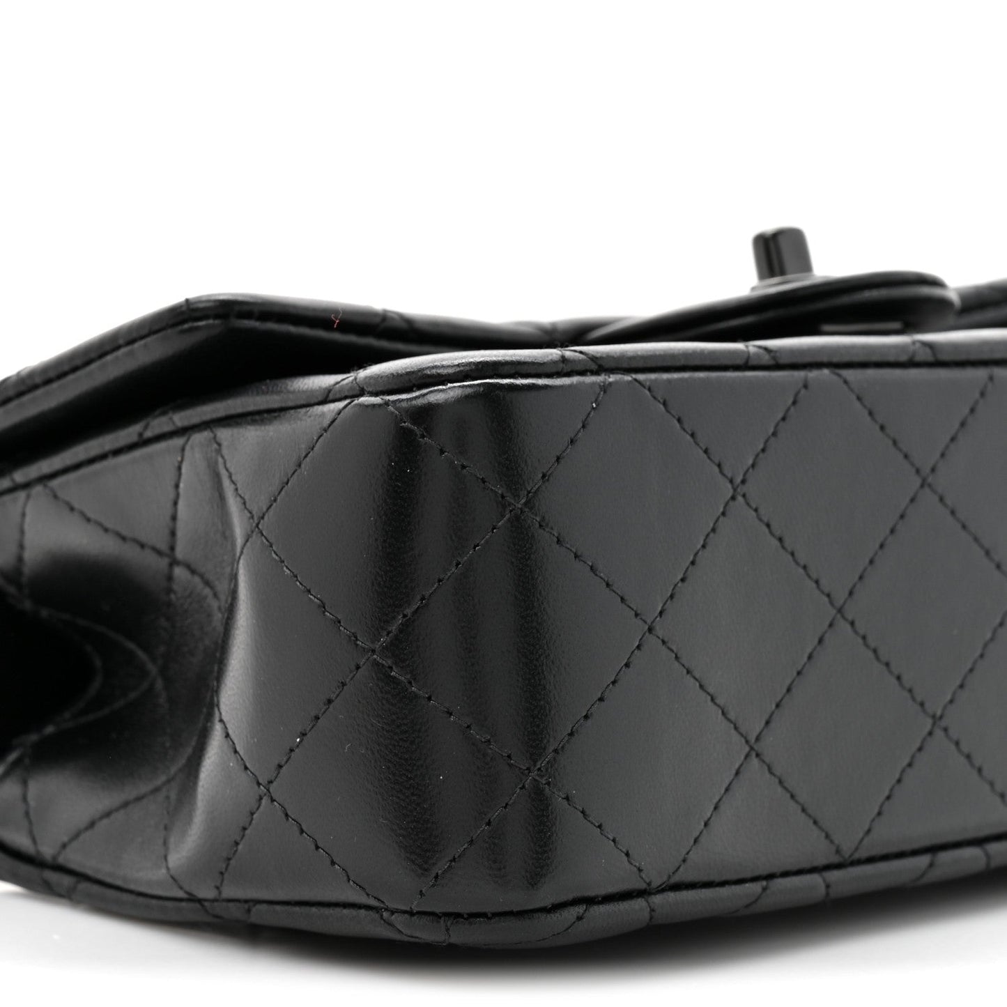 Lambskin Quilted Mini Top Handle Rectangular Flap So Black