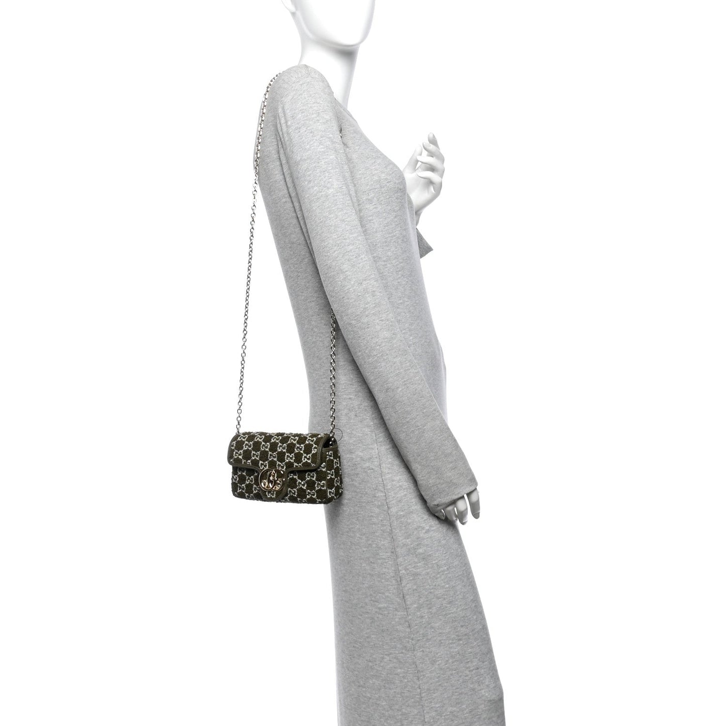 Tweed GG Monogram Mini GG Marmont Shoulder Bag Green