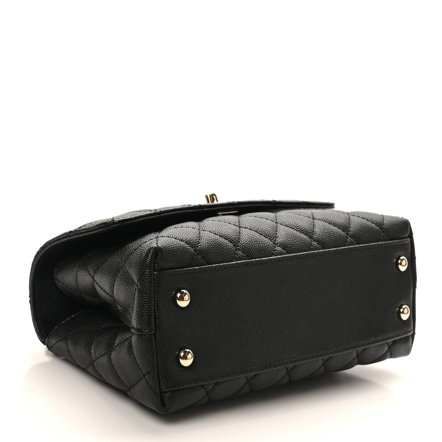 Caviar Quilted Mini Coco Handle Flap Black Black
