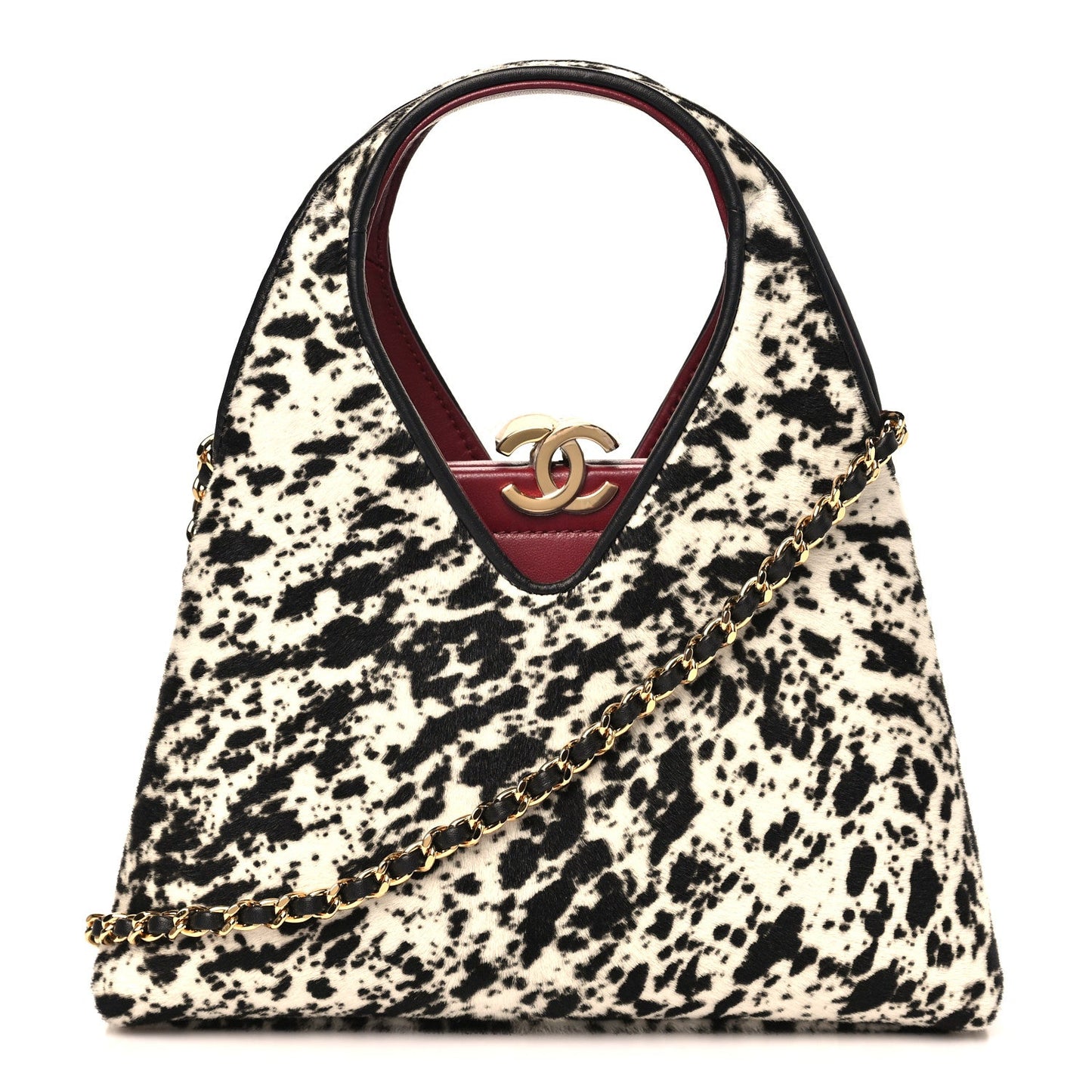 Pony Hair Printed Chic Lady Small Shopping Tote White Black