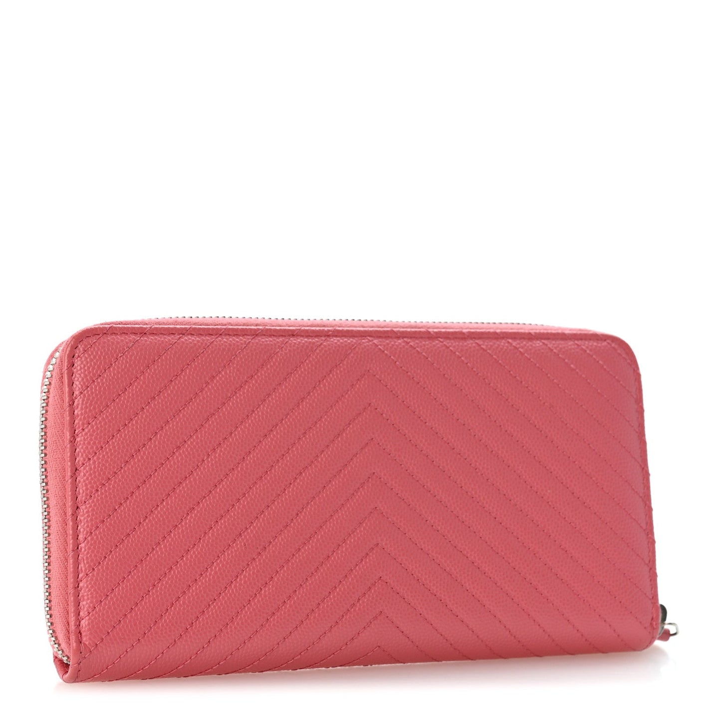 Caviar Chevron Large Gusset Zip Around Wallet Pink
