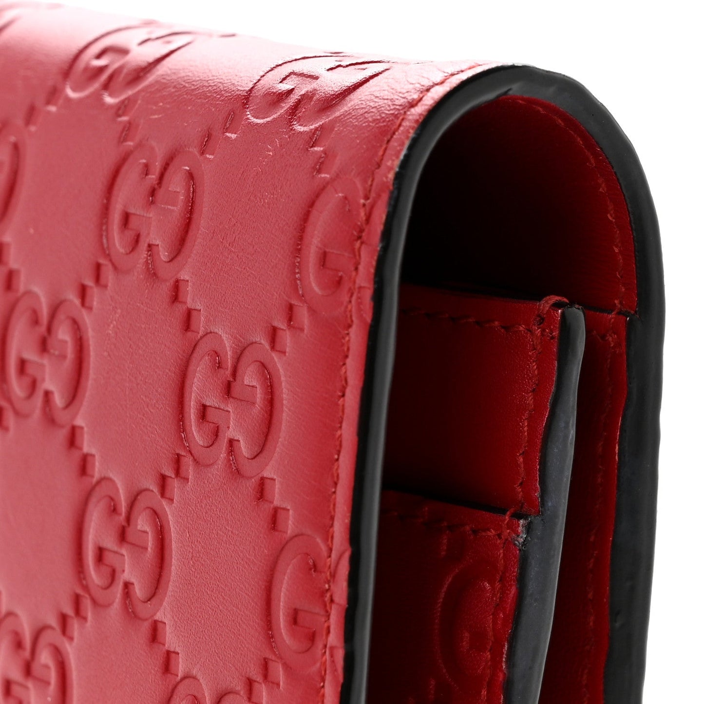 Guccissima Signature Bowy Chain Wallet Hibiscus Red