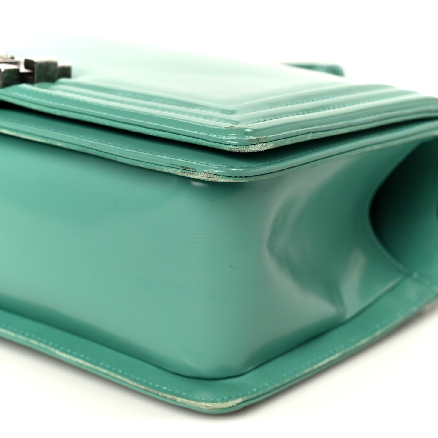 Glazed Calfskin Medium Boy Flap Green