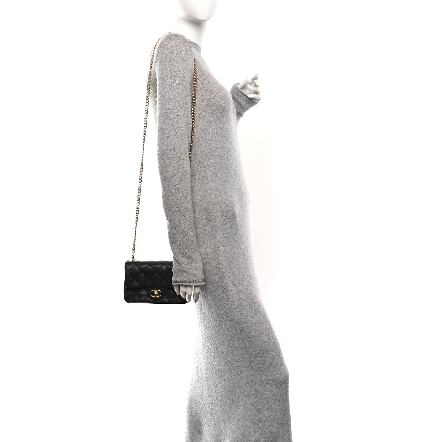 Caviar Quilted Mini Sweetheart Rectangular Flap Black