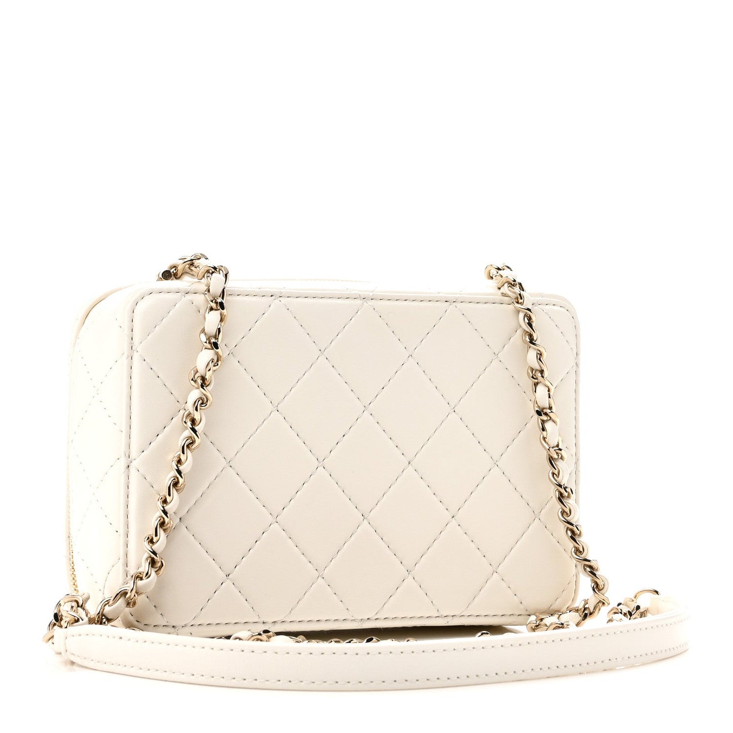Lambskin Quilted Coco Click Bag White