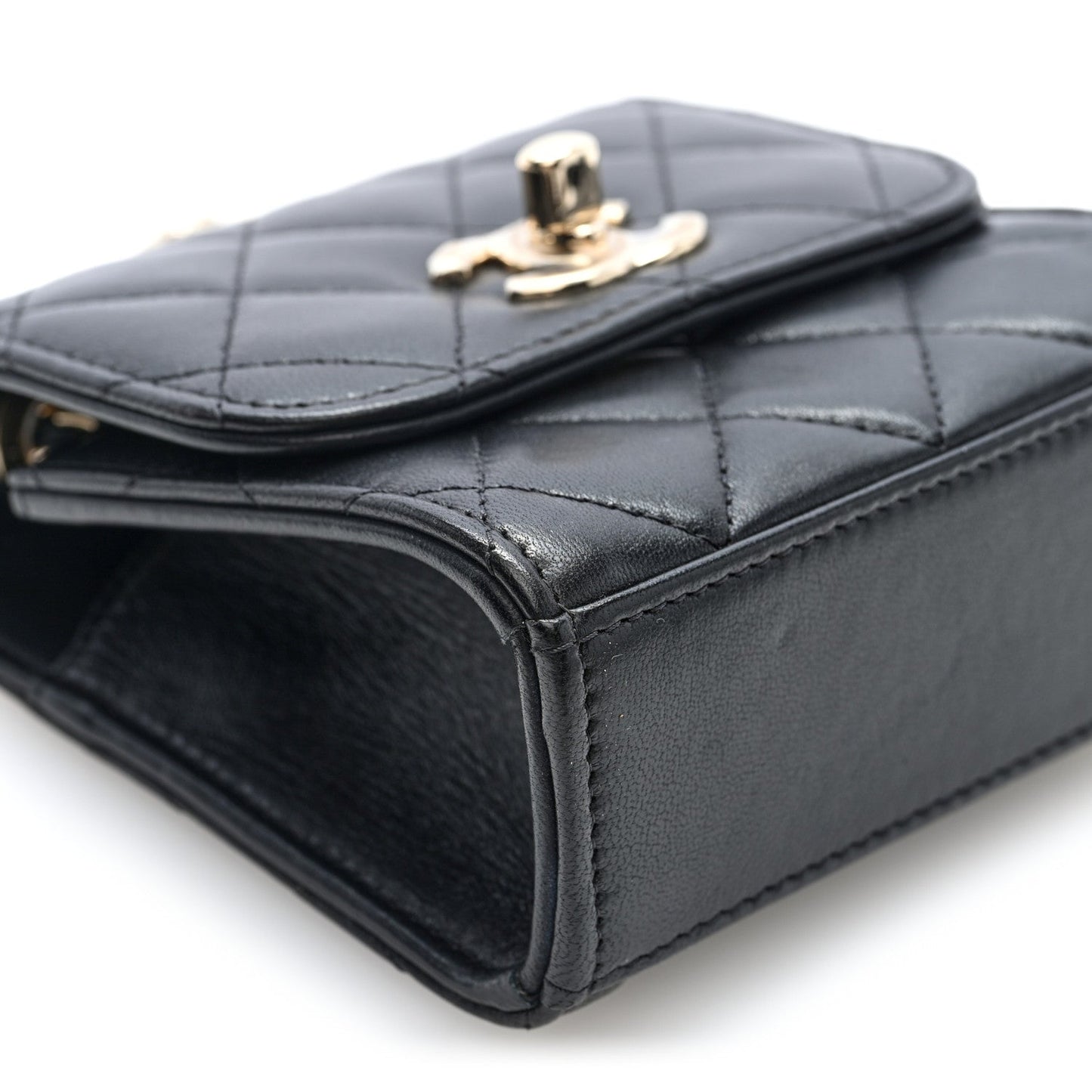 Lambskin Quilted Mini Trendy CC Clutch With Chain Black