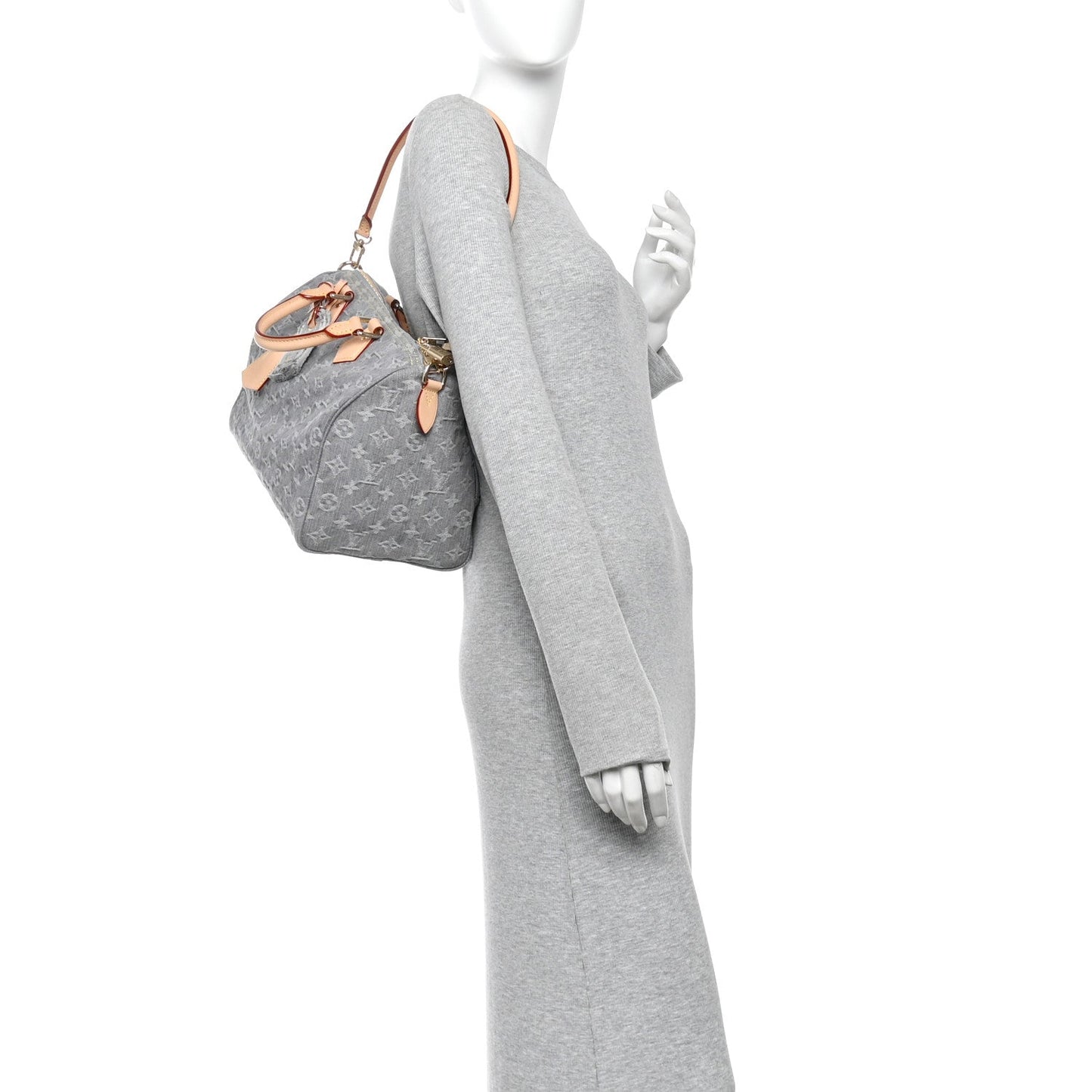Monogram Denim Speedy Soft 30 Washed Gray
