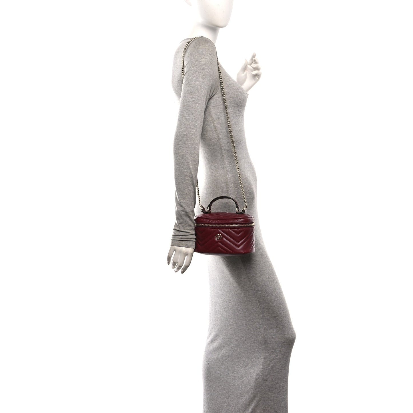 Calfskin Matelasse GG Marmont Vanity Cosmetic Case Burgundy