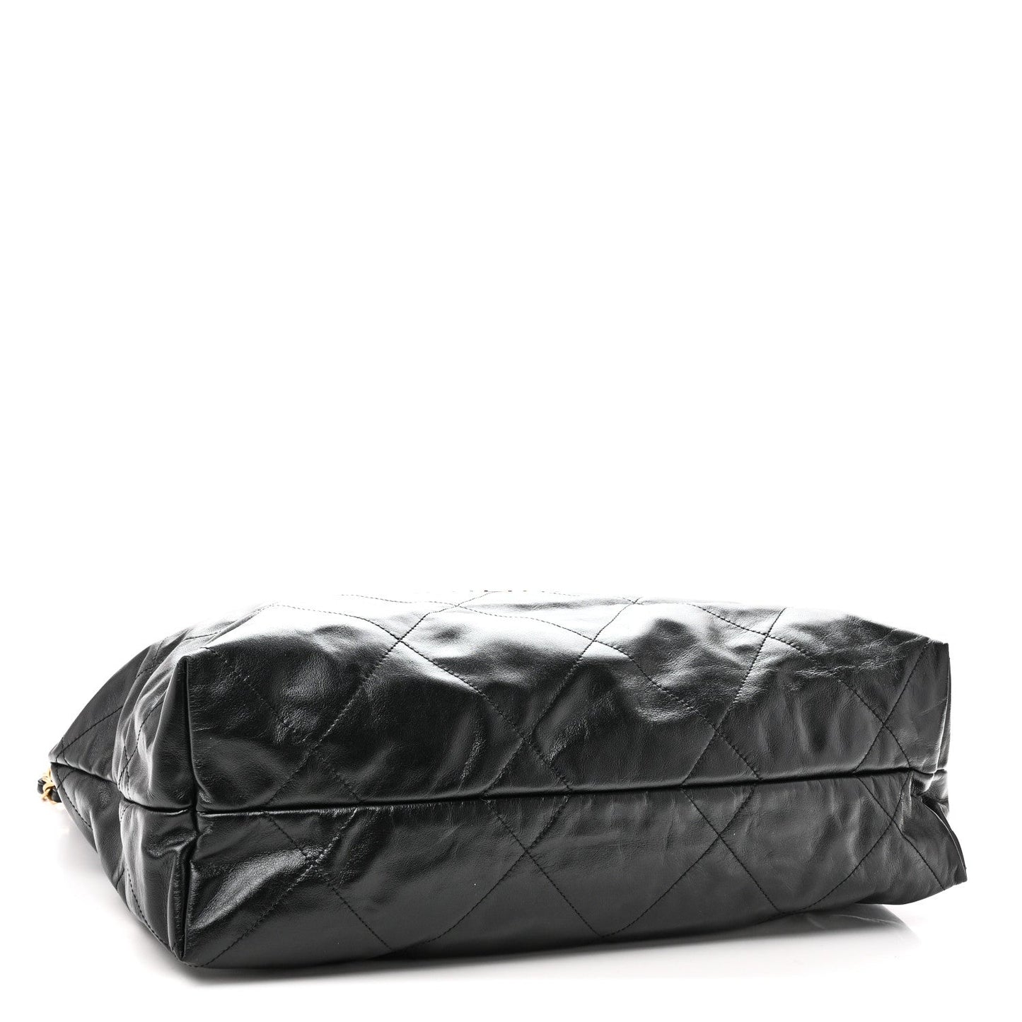 Shiny Calfskin Quilted Large Chanel 22 East West  Black