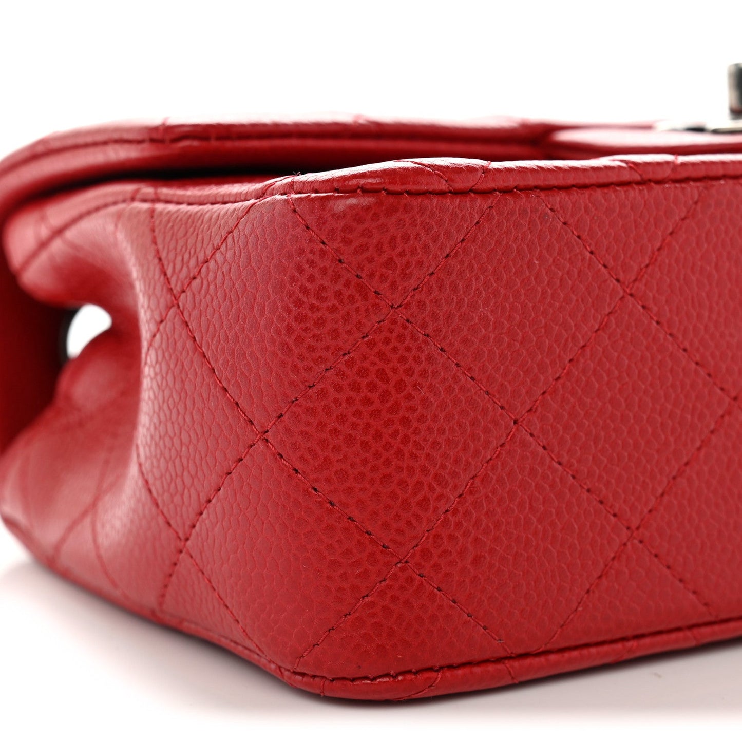 Caviar Quilted Mini Rectangular Flap Red