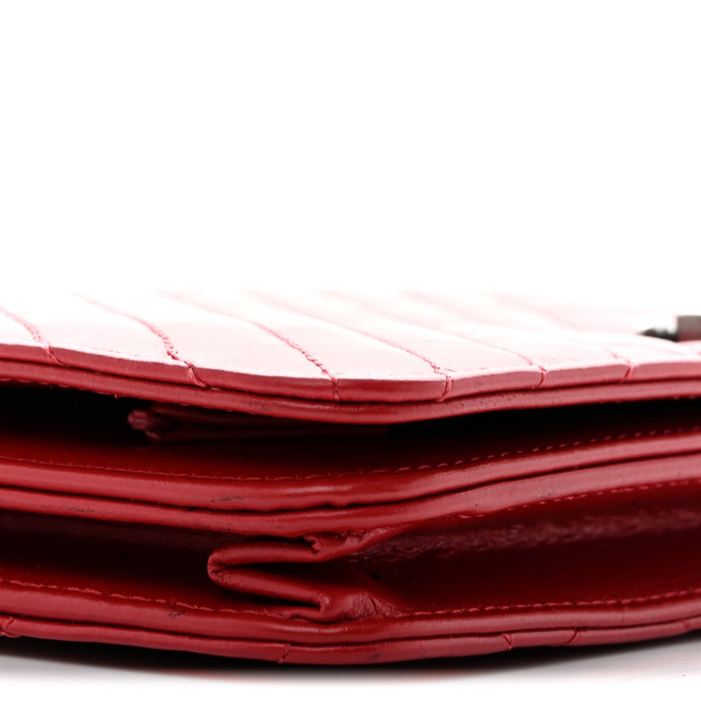 Glazed Calfskin Quilted Coco Boy Wallet On Chain WOC Red