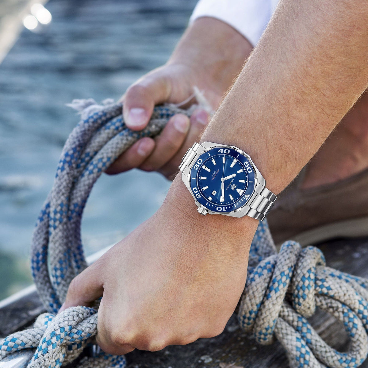 Tag Heuer Aquaracer Blue Dial Quartz Silver Steel Strap Watch for Men - WAY111C.BA0928