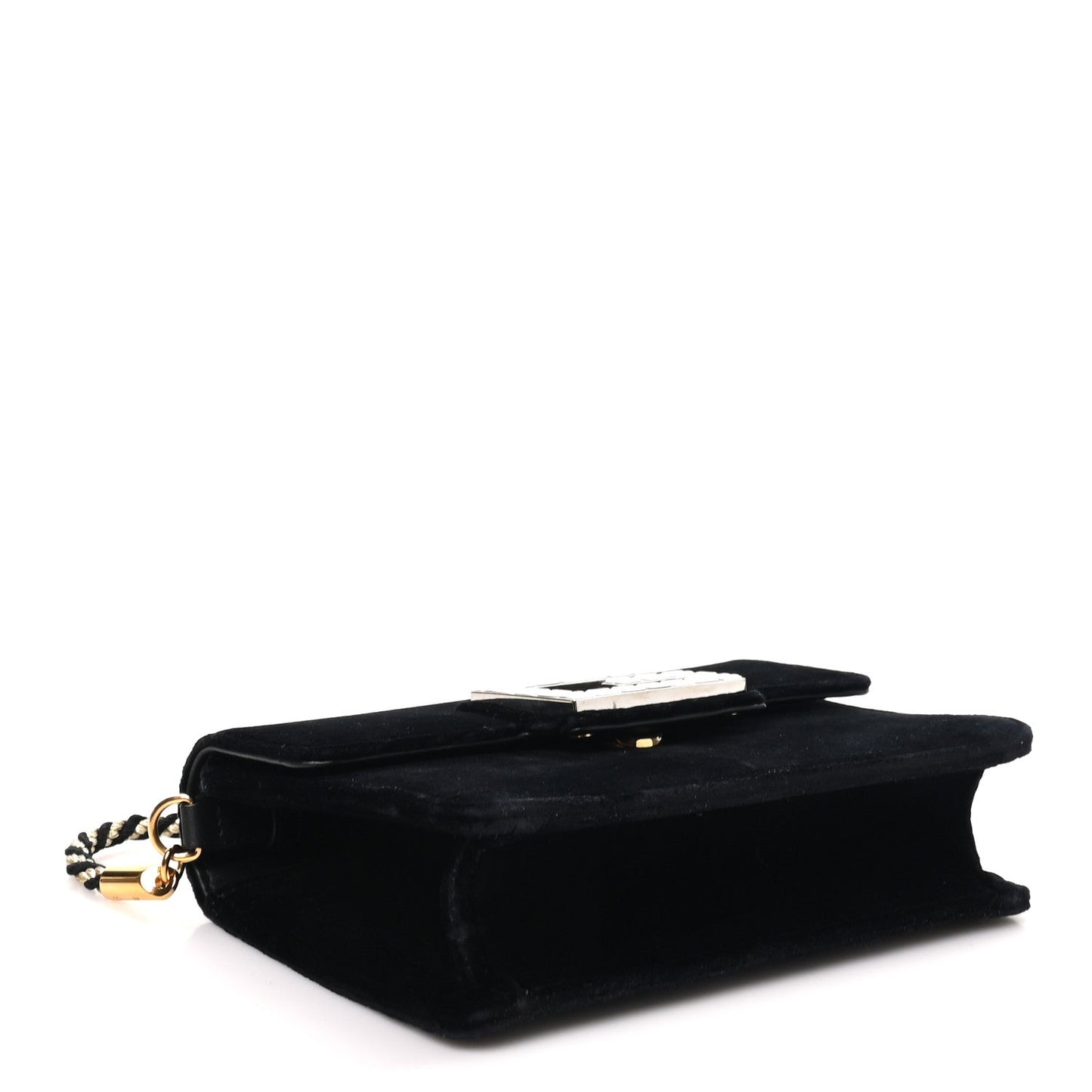 Velvet Crystal Square G Shoulder Bag Black
