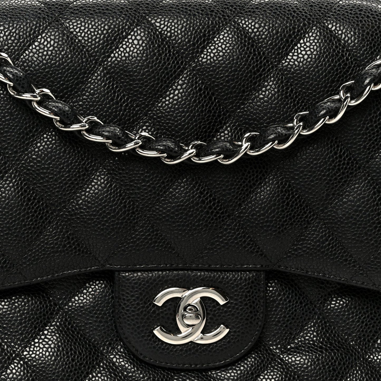 Caviar Quilted Jumbo Double Flap Black