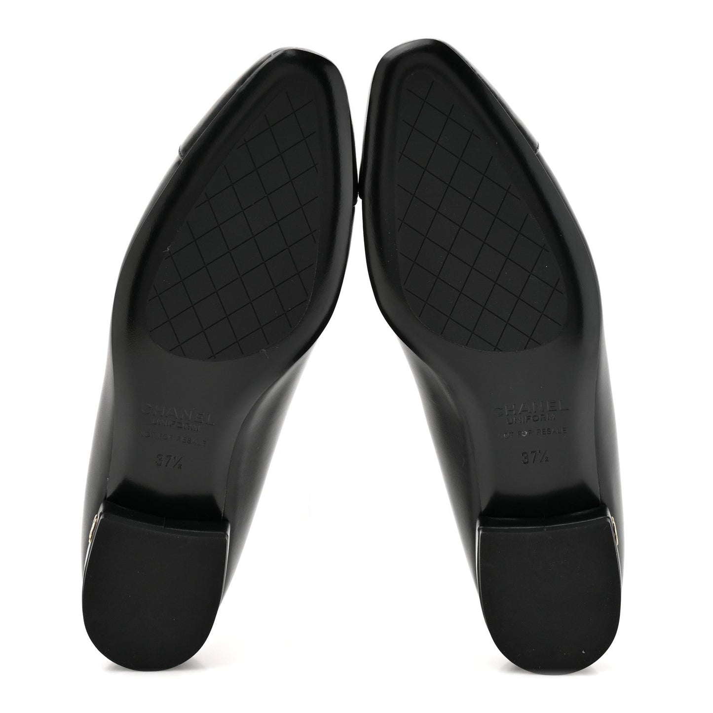 Lambskin Cap Toe CC Uniform Ballerina Flats 37.5 Black