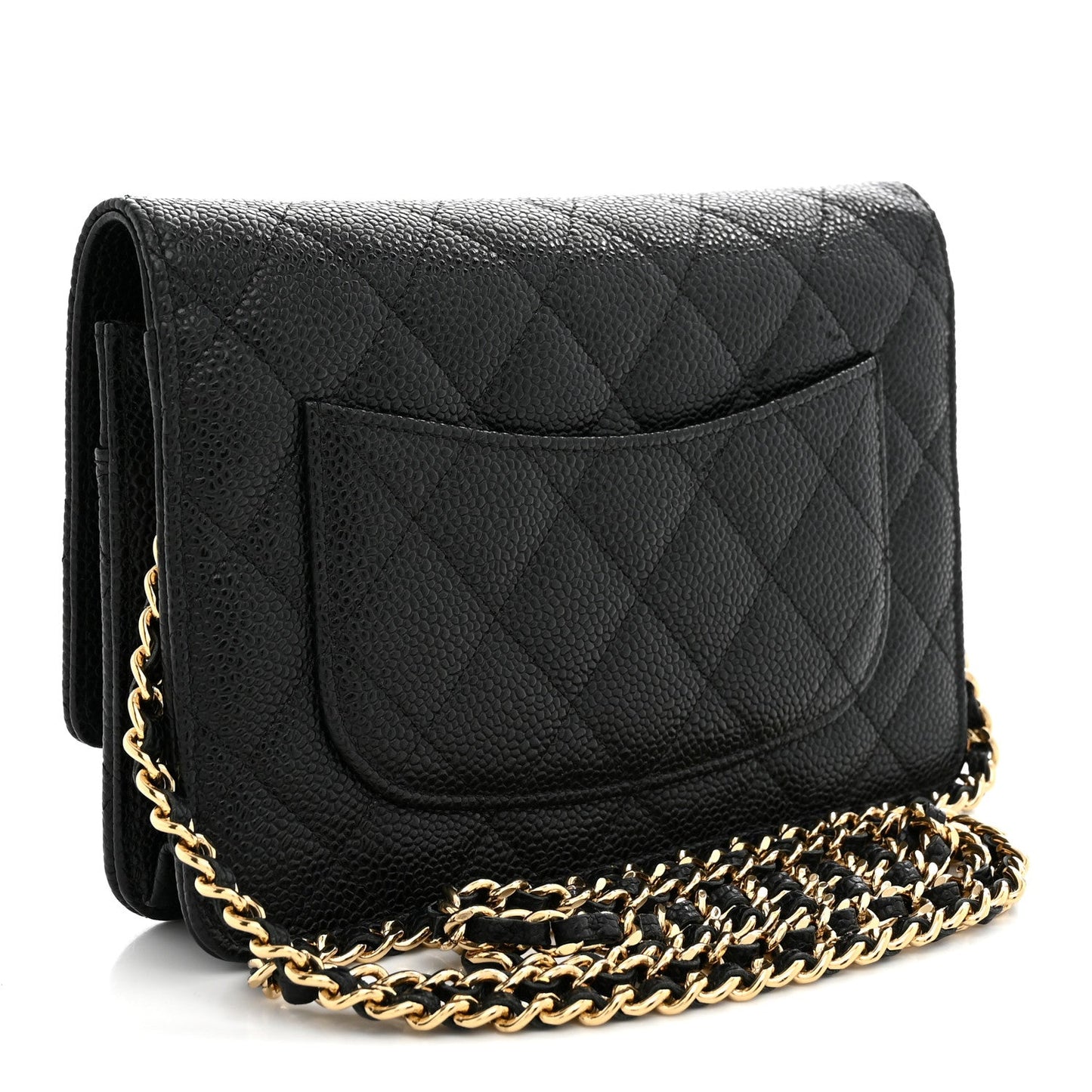 Caviar Quilted Wallet on Chain WOC Black