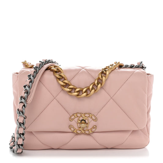 Lambskin Quilted Medium Chanel 19 Flap Light Pink